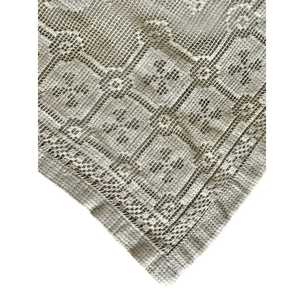 Lace Table Runner 39.5x14.5 Floral & Geometric Pattern Creamy Beige VTG Wedding